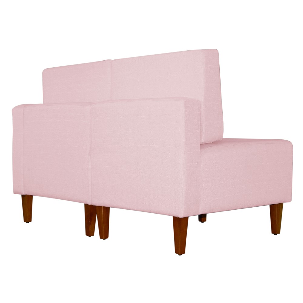 Poltrona Decorativa Alice Lado Esquerdo Pés Trapézio Suede Rosa Bebê