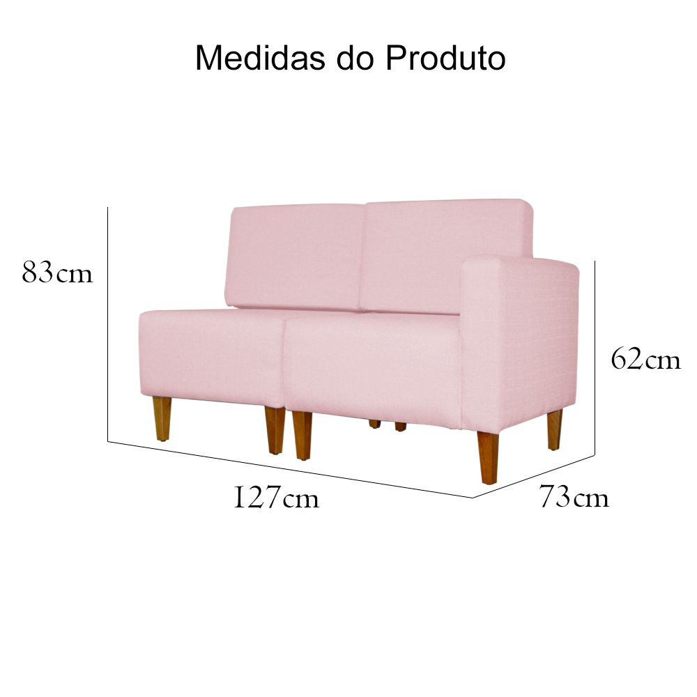 Poltrona Decorativa Alice Lado Esquerdo Pés Trapézio Suede Rosa Bebê
