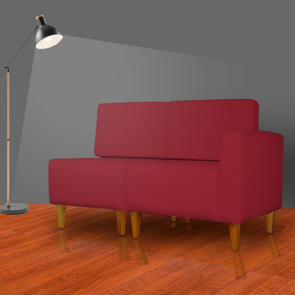 Poltrona Decorativa Alice Lado Esquerdo Pés Trapézio Suede Vermelho