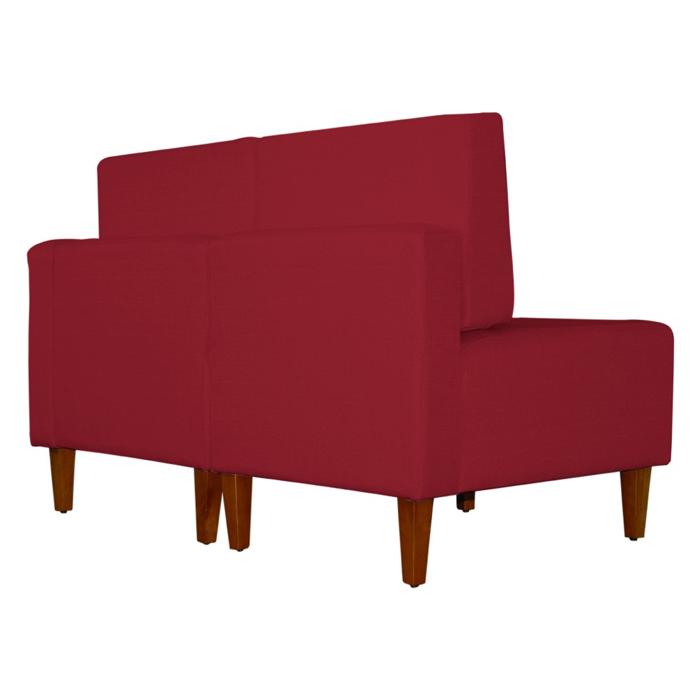 Poltrona Decorativa Alice Lado Esquerdo Pés Trapézio Suede Vermelho