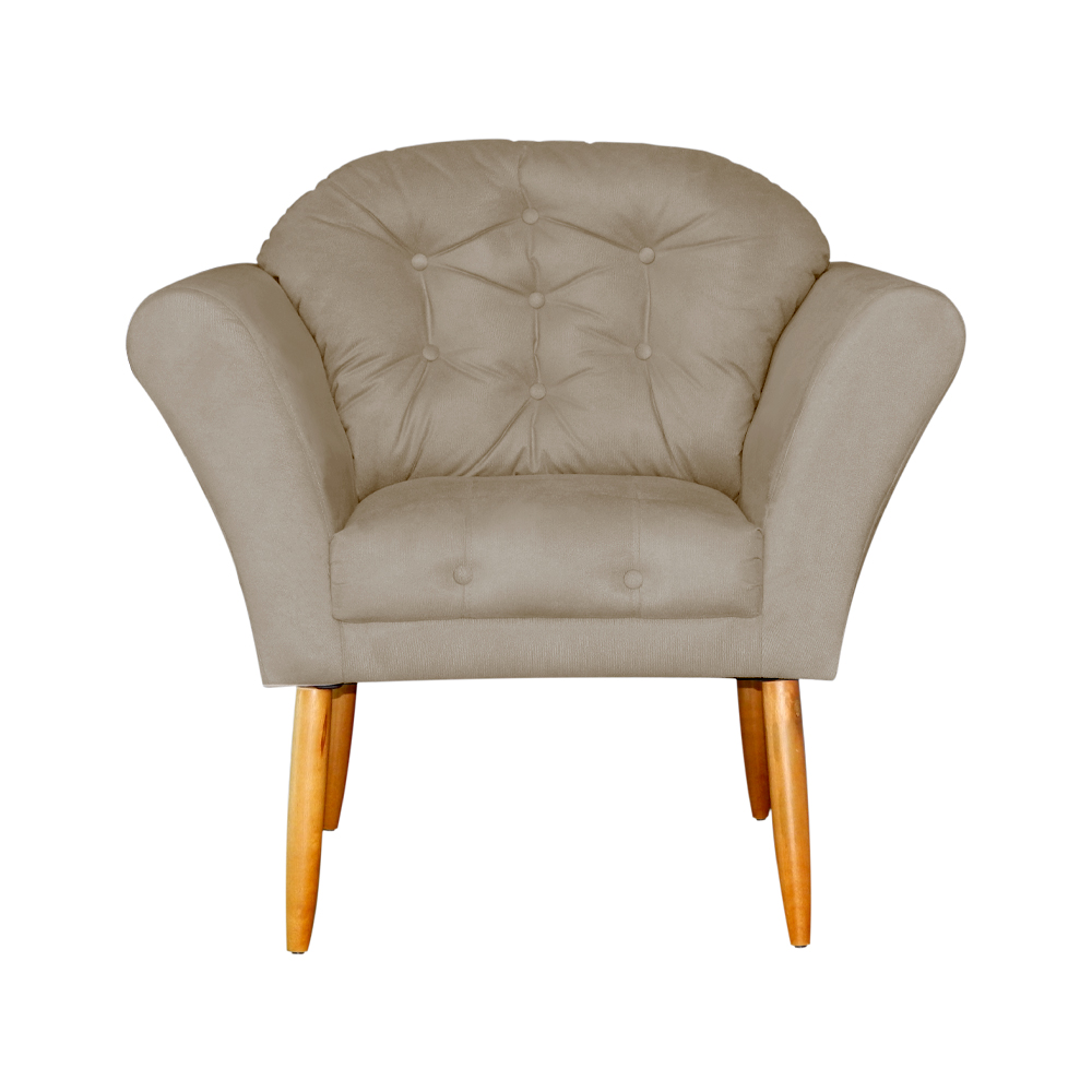 Poltrona Decorativa Amélia Pés Palito Suede Capuccino - DS Estofados