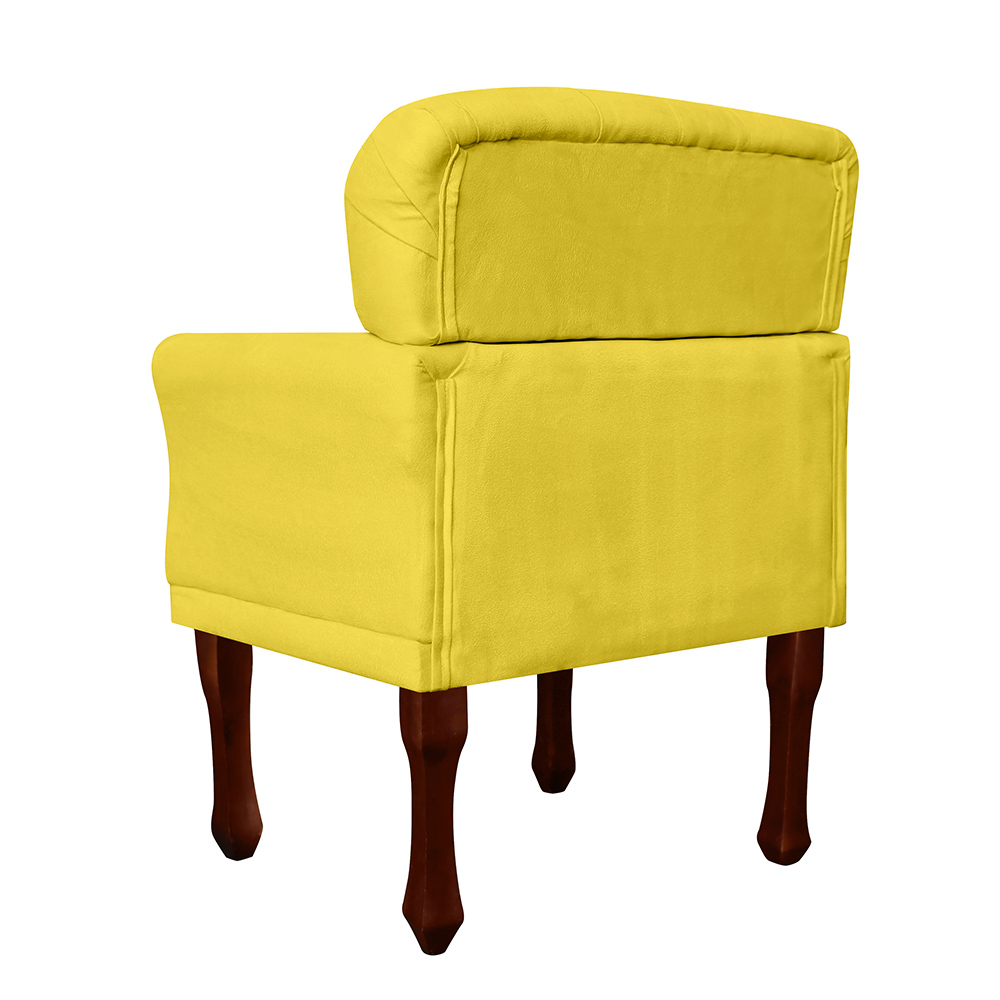 Poltrona Decorativa Anita Pés Luis XV Suede Amarelo - DS Estofados