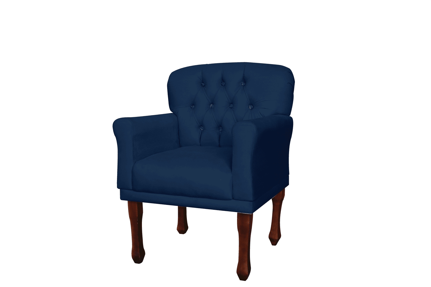 Poltrona Decorativa Anita Pés Luis XV Suede Azul Marinho - DS Estofados