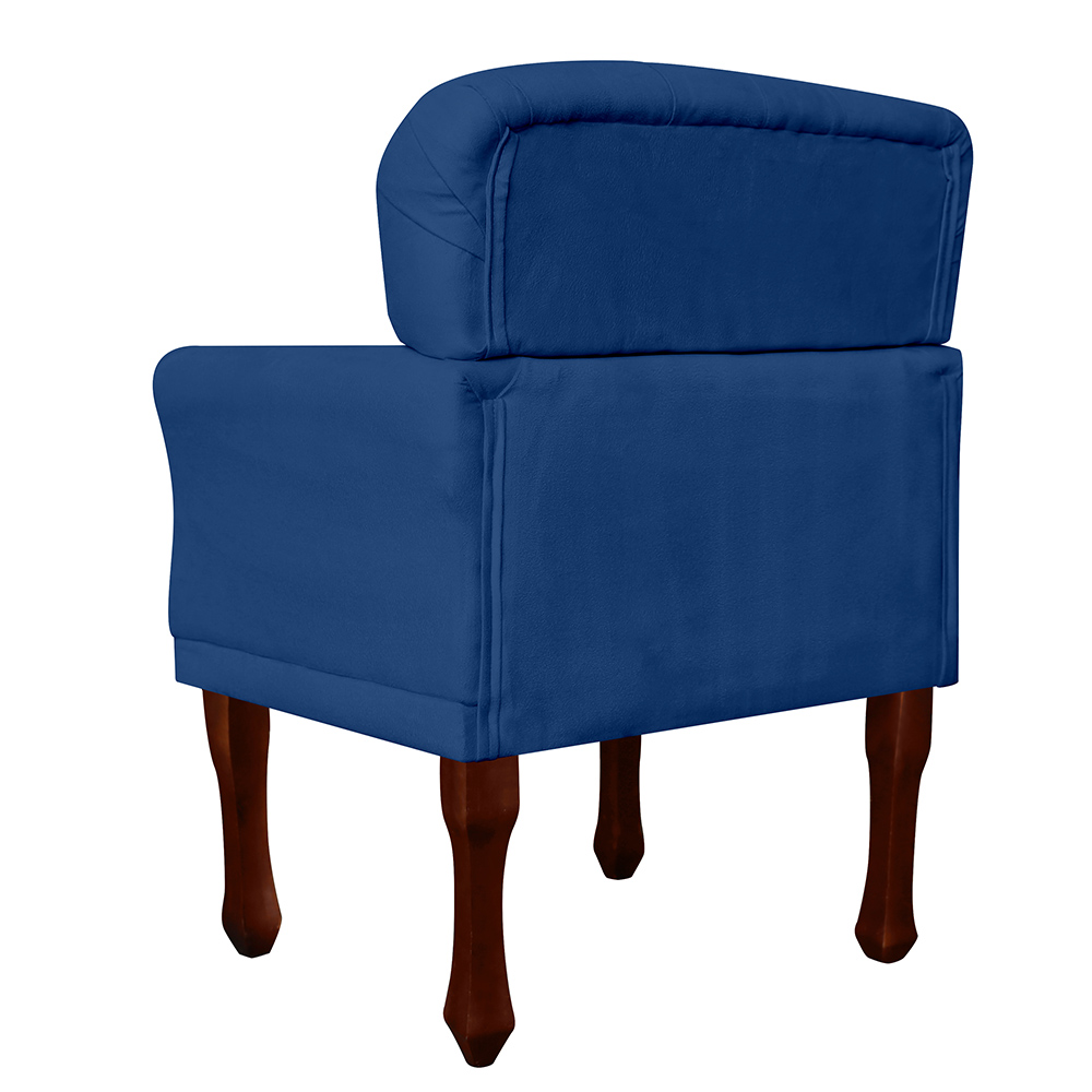 Poltrona Decorativa Anita Pés Luis XV Suede Azul Marinho - DS Estofados