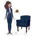 Poltrona Decorativa Anita Pés Luis XV Suede Azul Marinho - DS Estofados