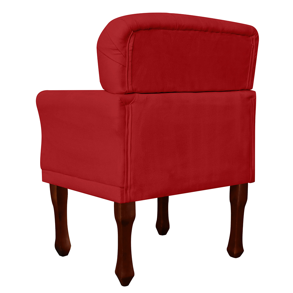 Poltrona Decorativa Anita Pés Luis XV Suede Vermelho - DS Estofados