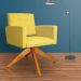 Poltrona Decorativa Camila Pés Madeira Giratório Suede Amarelo - DS Estofados