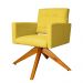 Poltrona Decorativa Camila Pés Madeira Giratório Suede Amarelo - DS Estofados