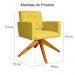 Poltrona Decorativa Camila Pés Madeira Giratório Suede Amarelo - DS Estofados