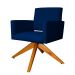 Poltrona Decorativa Camila Pés Madeira Giratório Suede Azul Marinho - DS Estofados