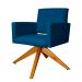 Poltrona Decorativa Camila Pés Madeira Giratório Suede Azul Royal - DS Estofados