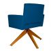Poltrona Decorativa Camila Pés Madeira Giratório Suede Azul Royal - DS Estofados