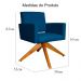 Poltrona Decorativa Camila Pés Madeira Giratório Suede Azul Royal - DS Estofados
