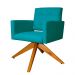 Poltrona Decorativa Camila Pés Madeira Giratório Suede Azul Turquesa - DS Estofados