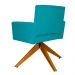 Poltrona Decorativa Camila Pés Madeira Giratório Suede Azul Turquesa - DS Estofados