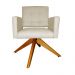 Poltrona Decorativa Camila Pés Madeira Giratório Suede Bege - DS Estofados