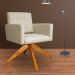 Poltrona Decorativa Camila Pés Madeira Giratório Suede Bege - DS Estofados