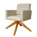 Poltrona Decorativa Camila Pés Madeira Giratório Suede Bege - DS Estofados