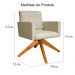 Poltrona Decorativa Camila Pés Madeira Giratório Suede Bege - DS Estofados