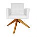 Poltrona Decorativa Camila Pés Madeira Giratório Suede Branco - DS Estofados