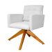 Poltrona Decorativa Camila Pés Madeira Giratório Suede Branco - DS Estofados
