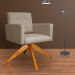 Poltrona Decorativa Camila Pés Madeira Giratório Suede Capuccino - DS Estofados