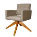 Poltrona Decorativa Camila Pés Madeira Giratório Suede Capuccino - DS Estofados