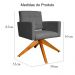 Poltrona Decorativa Camila Pés Madeira Giratório Suede Cinza - DS Estofados
