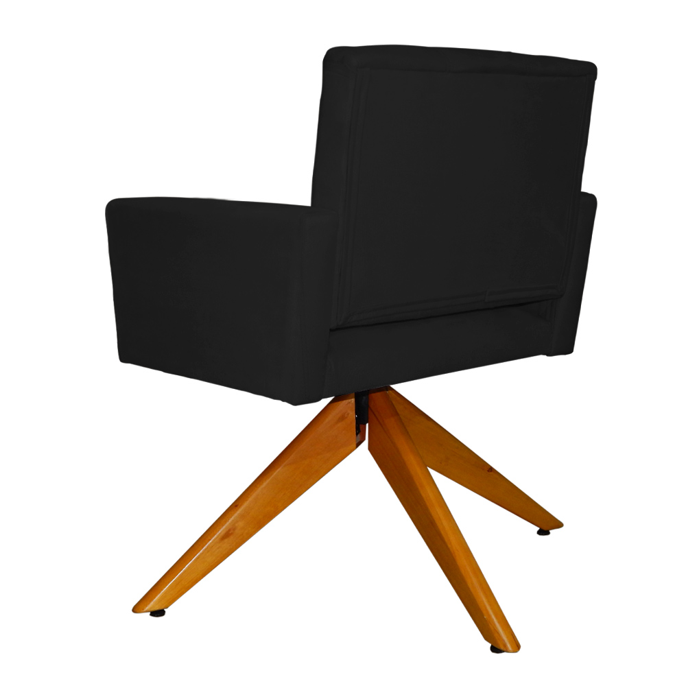 Poltrona Decorativa Camila Pés Madeira Giratório Suede Preto - DS Estofados