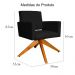 Poltrona Decorativa Camila Pés Madeira Giratório Suede Preto - DS Estofados