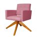 Poltrona Decorativa Camila Pés Madeira Giratório Suede Rosa - DS Estofados