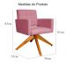 Poltrona Decorativa Camila Pés Madeira Giratório Suede Rosa - DS Estofados