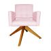 Poltrona Decorativa Camila Pés Madeira Giratório Suede Rosa Bebê - DS Estofados