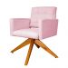 Poltrona Decorativa Camila Pés Madeira Giratório Suede Rosa Bebê - DS Estofados