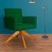 Poltrona Decorativa Camila Pés Madeira Giratório Suede Verde - DS Estofados