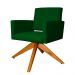 Poltrona Decorativa Camila Pés Madeira Giratório Suede Verde - DS Estofados
