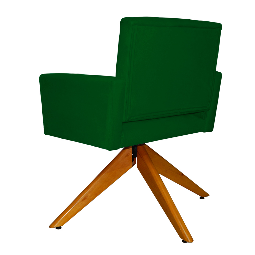 Poltrona Decorativa Camila Pés Madeira Giratório Suede Verde - DS Estofados