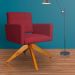 Poltrona Decorativa Camila Pés Madeira Giratório Suede Vermelho - DS Estofados