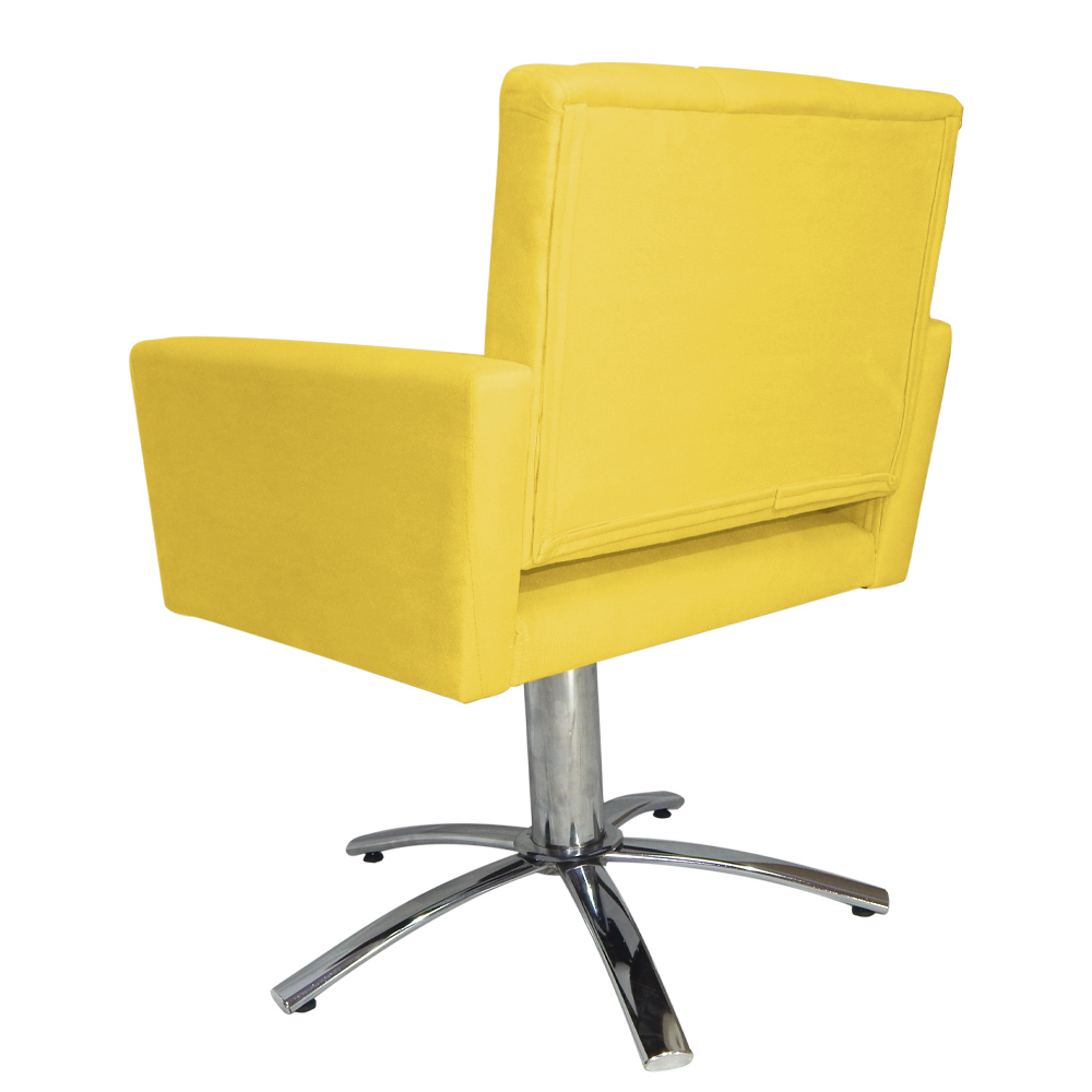 Poltrona Decorativa Camila Pés Metal Giratório Suede Amarelo - DS Estofados