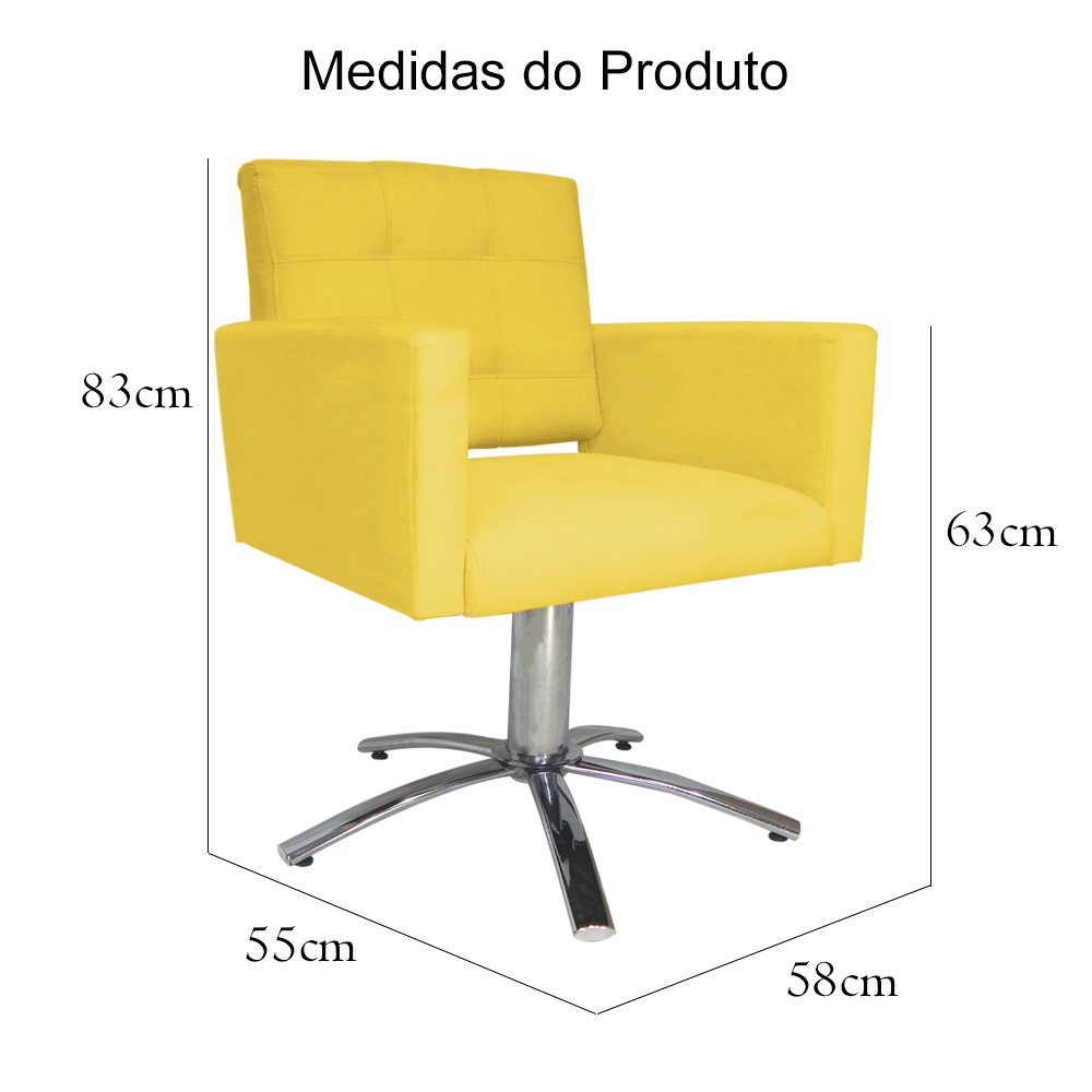Poltrona Decorativa Camila Pés Metal Giratório Suede Amarelo - DS Estofados