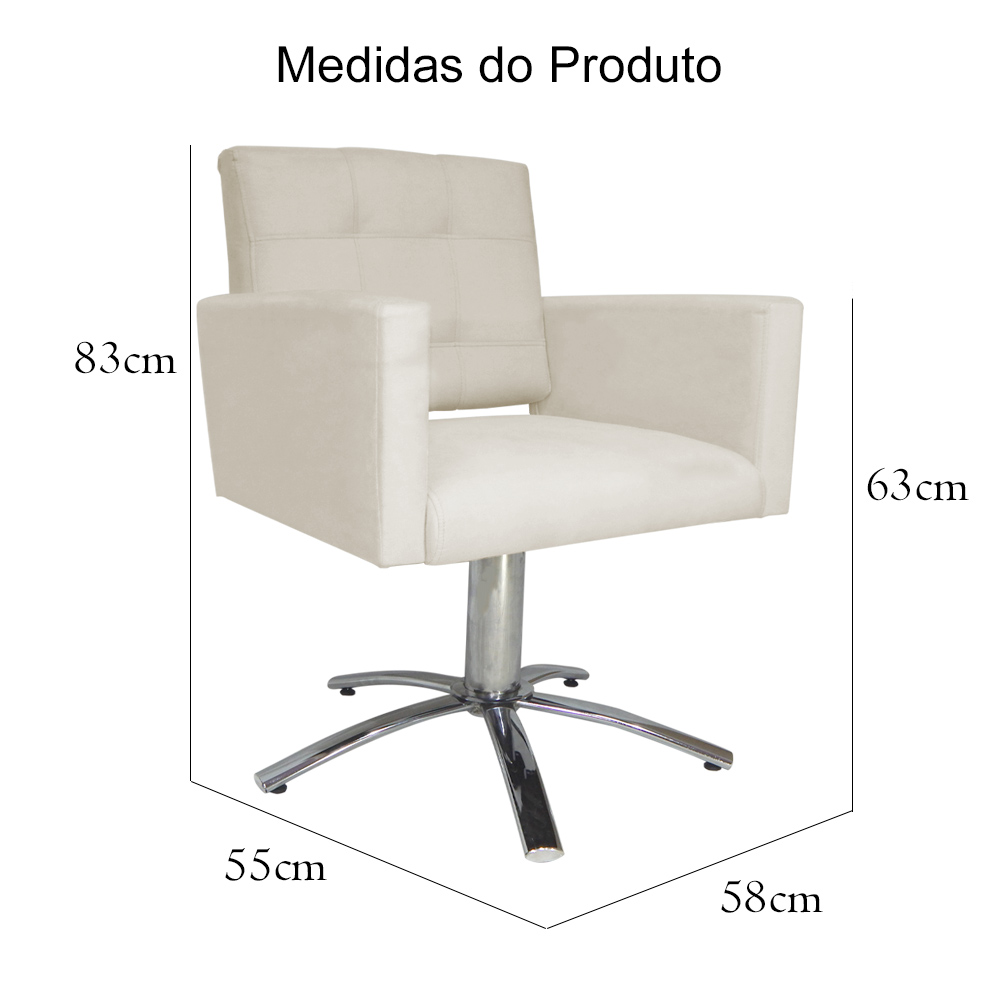 Poltrona Decorativa Camila Pés Metal Giratório Suede Bege - DS Estofados