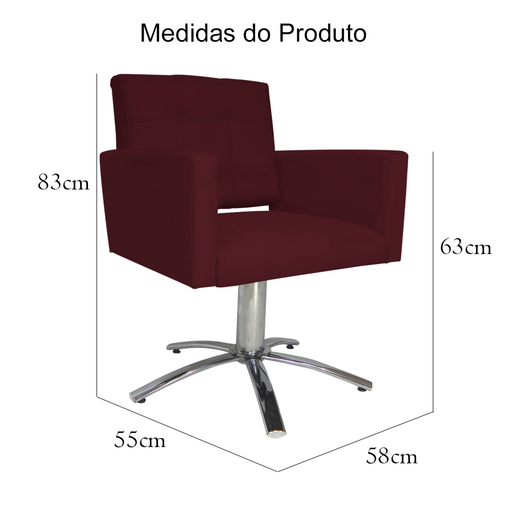 Poltrona Decorativa Camila Pés Metal Giratório Suede Bordô - DS Estofados