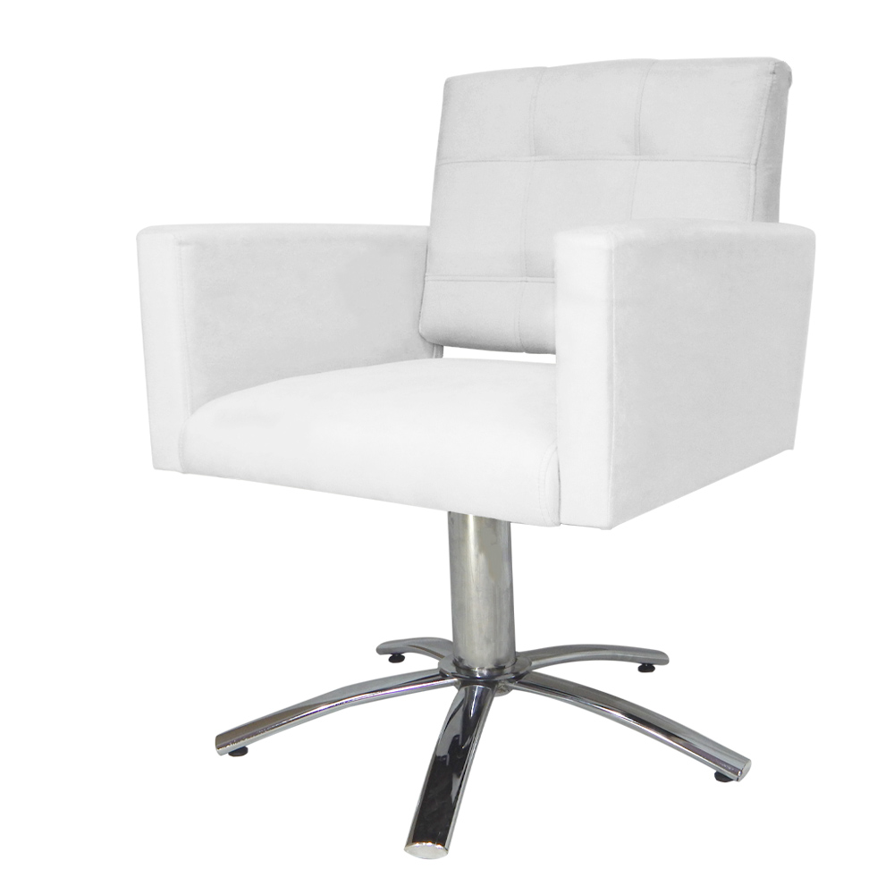 Poltrona Decorativa Camila Pés Metal Giratório Suede Branco - DS Estofados