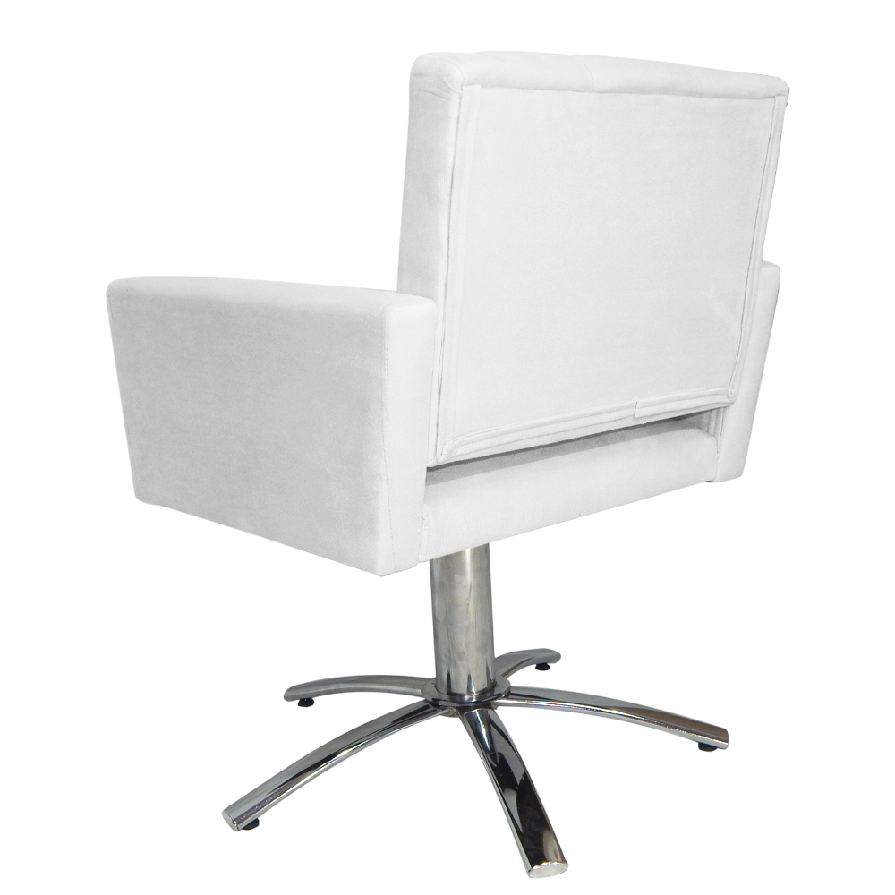 Poltrona Decorativa Camila Pés Metal Giratório Suede Branco - DS Estofados