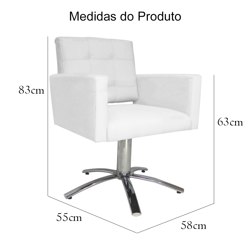 Poltrona Decorativa Camila Pés Metal Giratório Suede Branco - DS Estofados