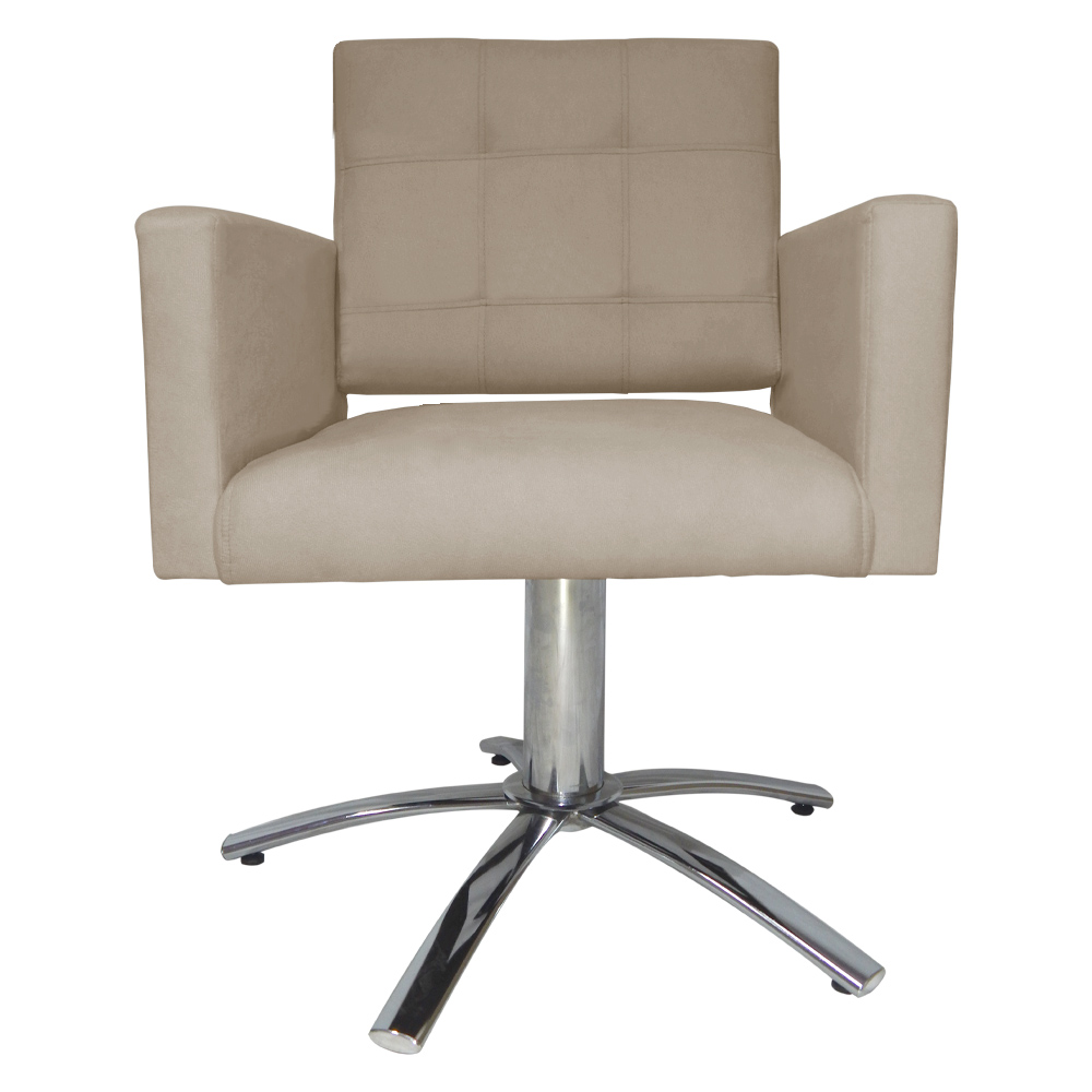 Poltrona Decorativa Camila Pés Metal Giratório Suede Capuccino - DS Estofados