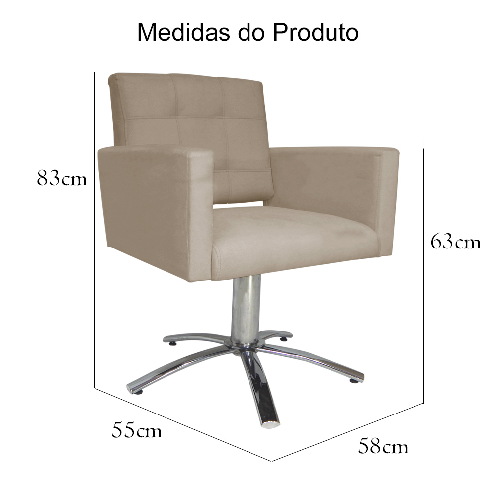 Poltrona Decorativa Camila Pés Metal Giratório Suede Capuccino - DS Estofados