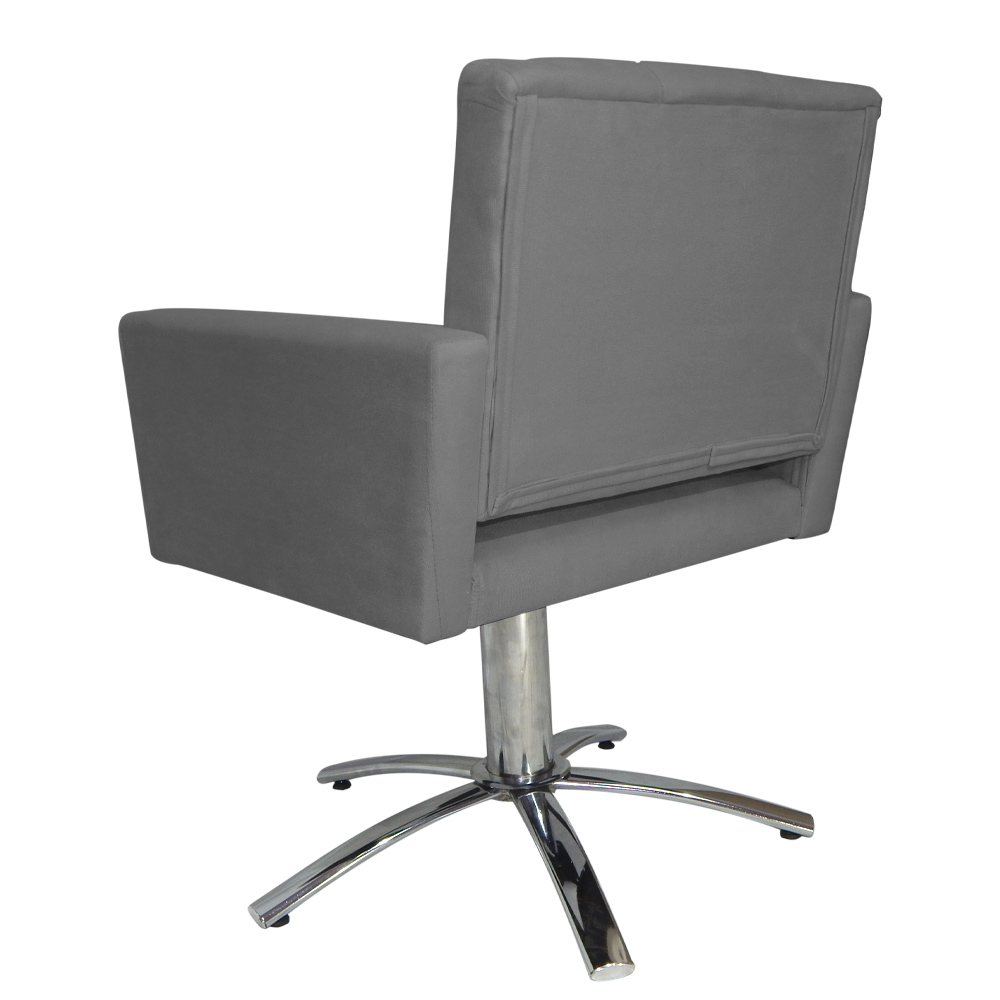 Poltrona Decorativa Camila Pés Metal Giratório Suede Cinza - DS Estofados