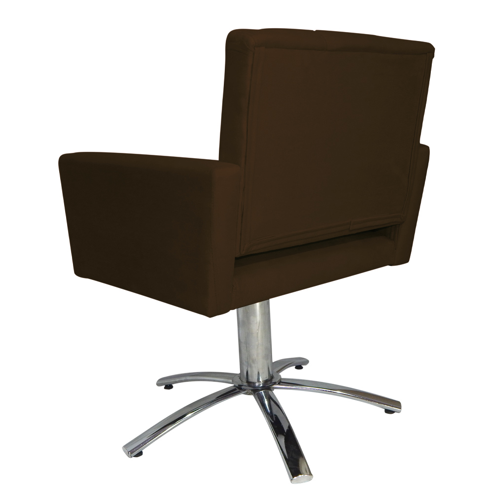Poltrona Decorativa Camila Pés Metal Giratório Suede Marrom - DS Estofados