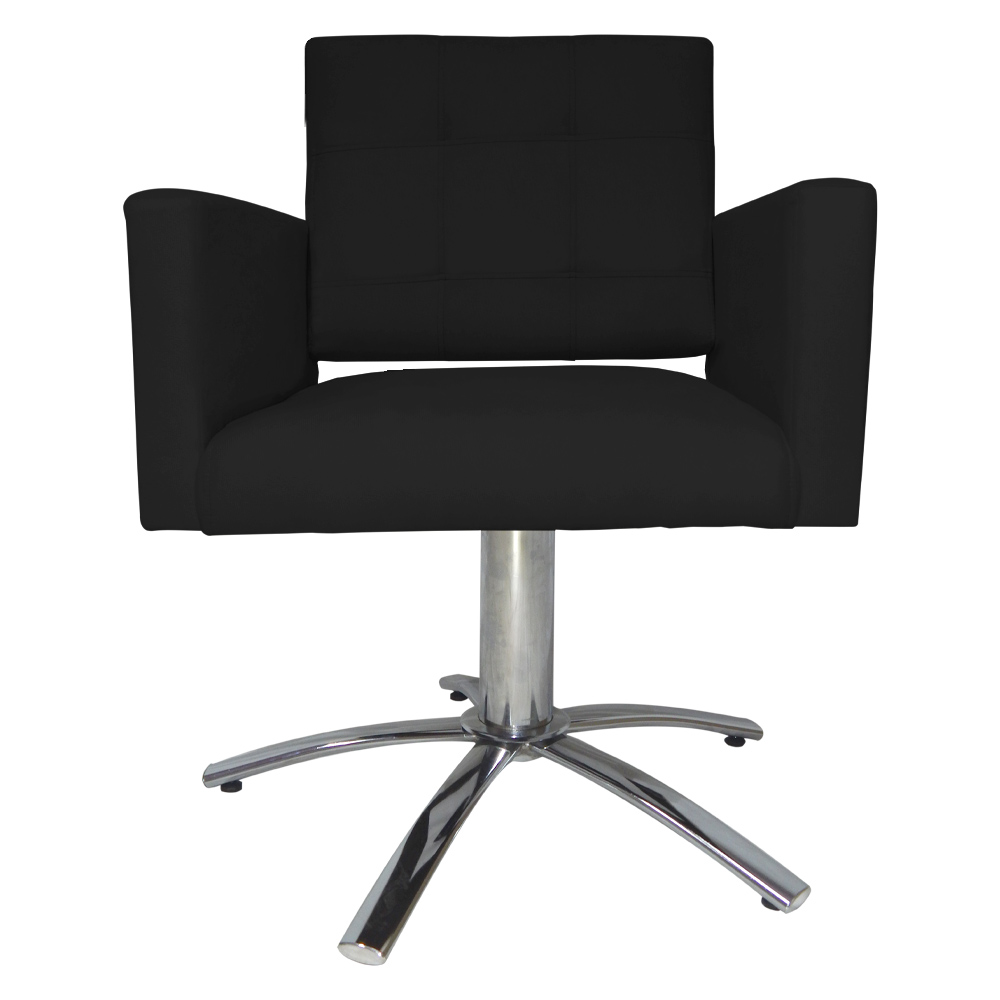 Poltrona Decorativa Camila Pés Metal Giratório Suede Preto - DS Estofados